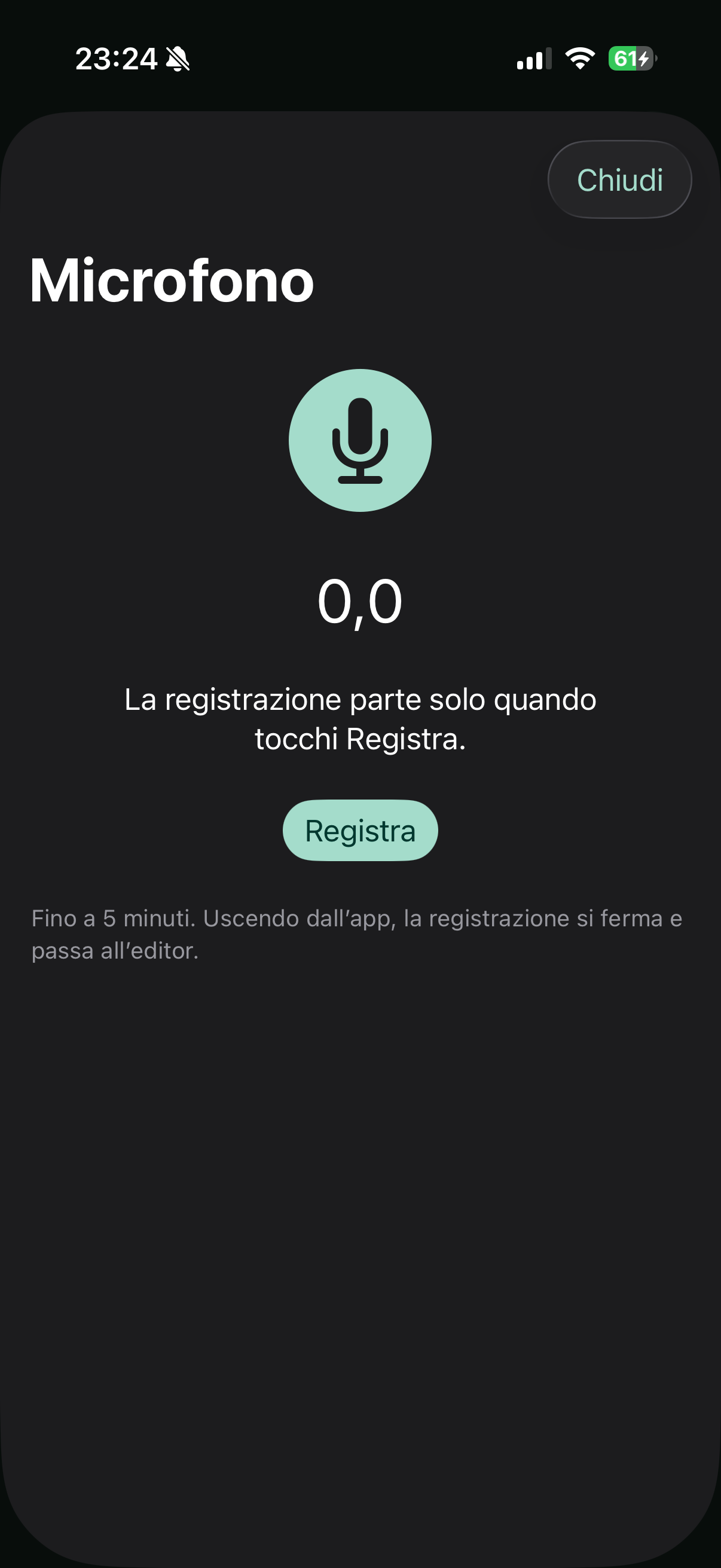 Registrazione da microfono in Beep
